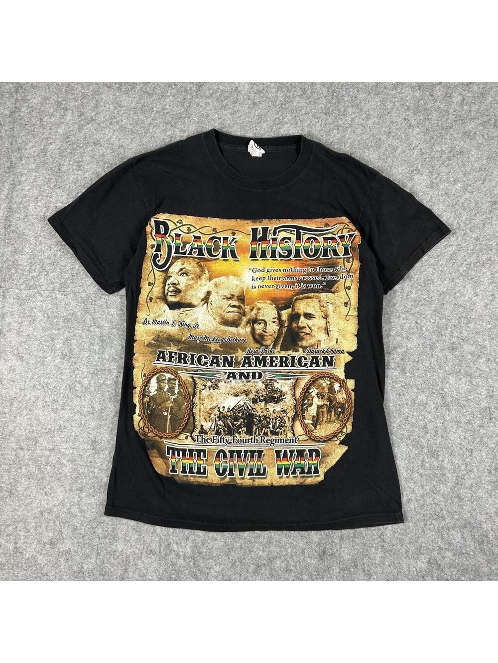 Vintage Black History Civil War Political Rap Tee Double Sided T-Shirt Size L